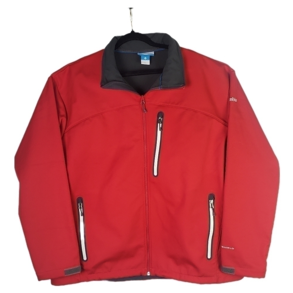 Columbia Mens Omni-Sheild Soft Shell Zipper Front Coat. Red size XXL